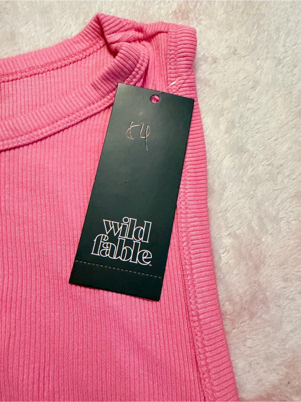 wild fable Pink Ribbed Tank with Shell Flower Accent - Picture 5 of 5